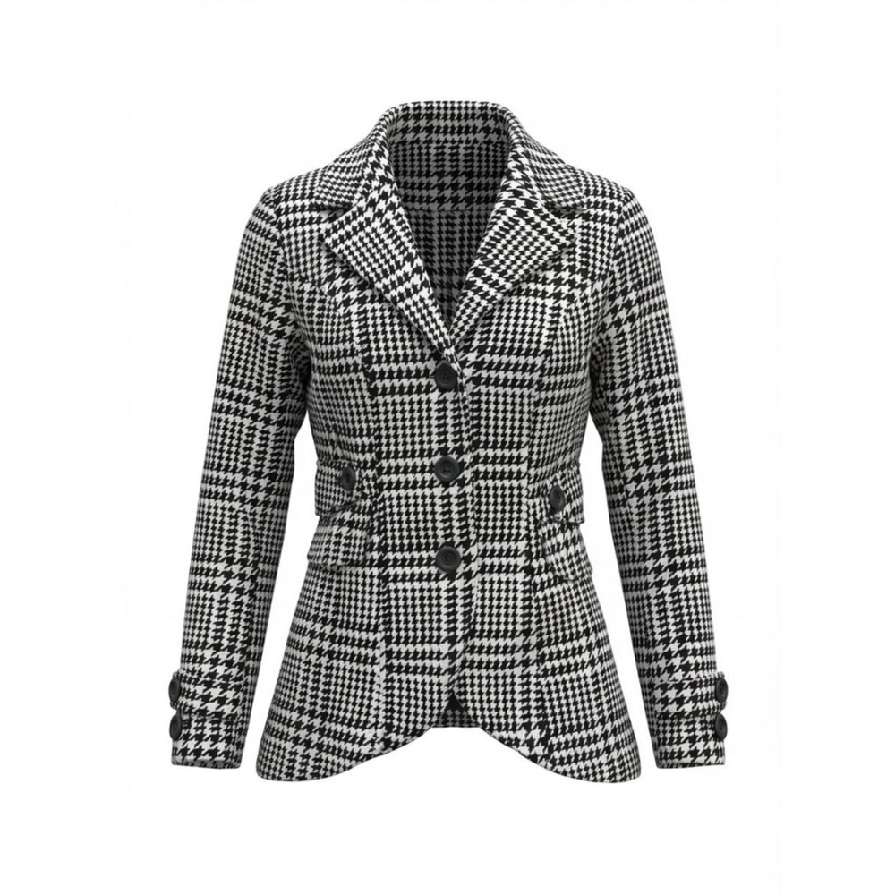 Women's Candie's Houndstooth Pea Coat Juniors XS Black & White